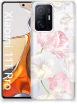 GSM Hoesje Xiaomi 11T | 11T Pro Back Case TPU Siliconen Hoesje Doorzichtig Mooie Bloemen