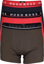 HUGO BOSS boxer brief (3-pack) - heren boxers normale lengte - blauw - rood en olijfgroen -  Maat: L