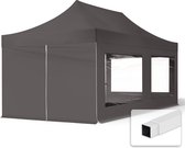 3x6m easy up partytent vouwtent  4 zijwanden (met panoramavensters) paviljoen PES300 stalen frame grijs