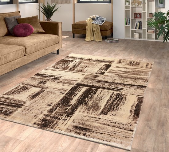 Flycarpets Lima Vloerkleed - 160x230 cm - Bruin - Polypropyleen - Voor binnen - Designer - Rechthoek - Modern -  - Laagpolig