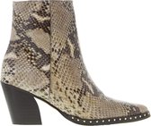 Tango | Ella oblique 10-a taupe leather boot - dk brown heel/sole/studs | Maat: 36