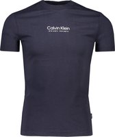 Calvin Klein T-shirt Donkerblauw Donkerblauw Aansluitend - Maat L - Heren - Lente/Zomer Collectie - Katoen