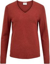 Vila Trui Viril V-neck L/s  Knit Top - Noos 14042769 Burnt Henna/melange Dames Maat - L