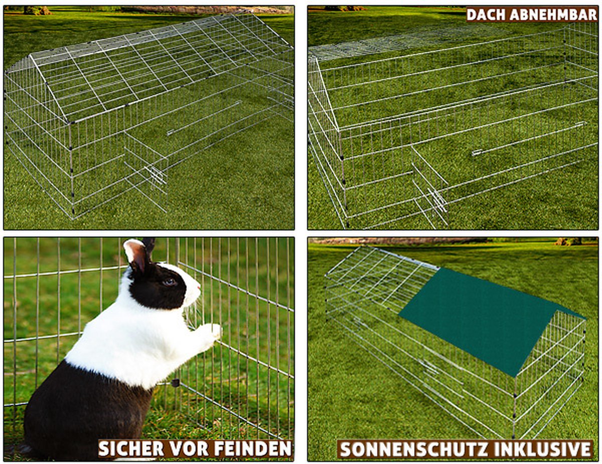 Monzana Konijnenren - Metaal Buitenren Overdekt 180 x 75 cm - Groen thumbnail 2