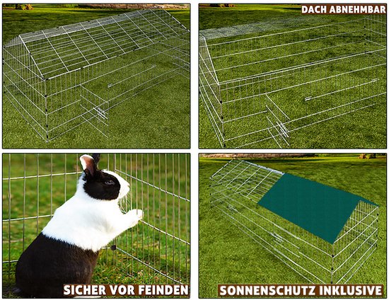 Monzana Konijnenren - Metaal Buitenren Overdekt 180 x 75 cm - Groen