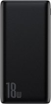 BaseusPowerbank - met 10.000mAh Vermogen en 18W Quick Charge  – voor iPhone, Samsung en Andere Smartphones – USB-C aansluiting Input Zwart-PPDML-D01