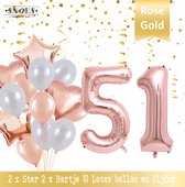 Cijfer Ballon 51 Jaar Rose Gold Pearl Boeket * Hoera 51 Jaar Verjaardag Decoratie Set van 15 Ballonnen * 80 cm Verjaardag Nummer Ballon * Snoes * Verjaardag Versiering * Kinderfees