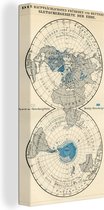 Canvas Wereldkaart - 40x80 - Wanddecoratie Gletsjers op vintage wereldkaart