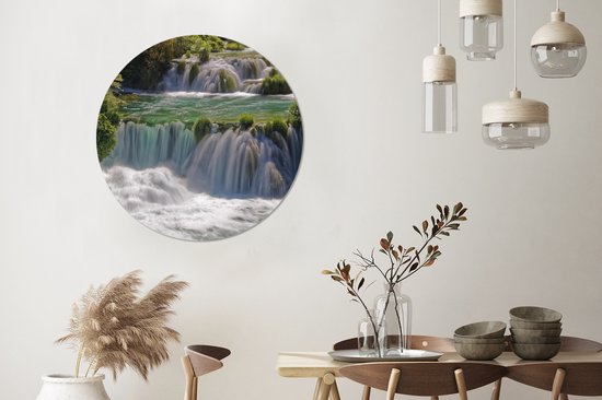 WallCircle - Wall Circle - Wall Circle - Cascades sauvages dans les rivières du Parc National de Krka en Croatie - Aluminium - Dibond - 90x90 cm - Intérieur et Extérieur