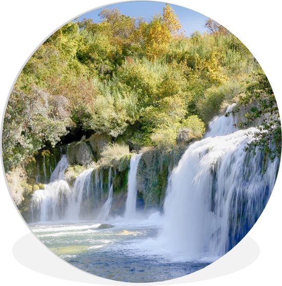 WallCircle - Wandcirkel ⌀ 30 - De rivierwatervallen van Krka in het Nationaal Park Krka in Kroatië - Ronde schilderijen woonkamer - Wandbord rond - Muurdecoratie cirkel - Kamer decoratie binnen - Wanddecoratie muurcirkel - Woonaccessoires