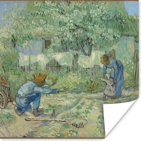 Poster Eerste stappen (naar Millet) - Vincent van Gogh - 100x100 cm XXL