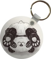 Sleutelhanger - Voet - Panda - Zwart - Wit - Plastic - Rond - Uitdeelcadeautjes