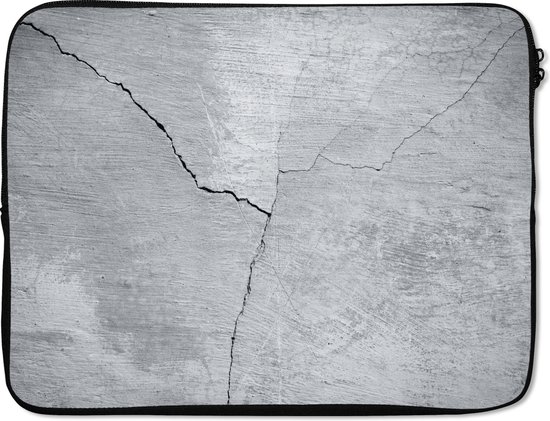 Laptophoes 17 inch - Beton - Scheur - Grijs - Laptop sleeve - Binnenmaat 42,5x30 cm