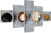 Schilderij - Koffie variatie, 5luik, Premium print