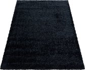 Loper Hoogpolig tapijt met fijne haartjes in de kleur zwart