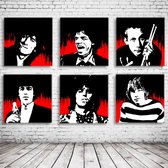 Pop Art Rolling Stones x6 Poster in lijst x6 - 95 x 95 cm Fotopapier Mat 180 gr Framed - Popart Wanddecoratie