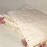 Ibiza deken - Hydrofiele stof - regenboog tassels - creme wit - Like Bobby - Deken voor kinderwagen