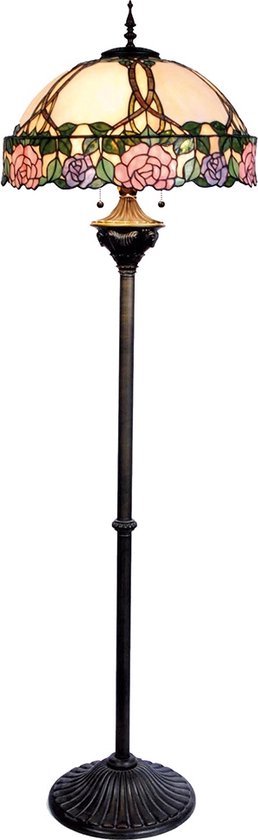 Lampadaire en Verres avec abat-jour tiffany complet 164 * diamètre: 50 cm 3x E27 max 60w multi