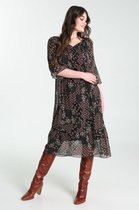 Cassis Dames Lange jurk met plissé-effect en bloemenprint - Jurk - Maat 42