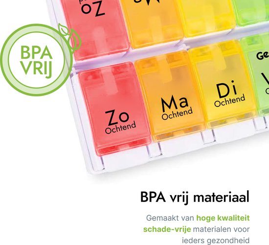 GEASY Pillendoos 7 dagen 2 Vakken - Pillendoosjes met handig kliksysteem - Grote vakken met sterke vergrendeling - Nederlandstalig - Medicijndoosje 7 dagen – Pillendoosjes 7 dagen 2 vakken – Pillendoosje