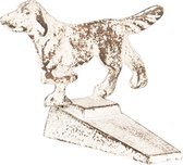 Deurstopper 11*12*14 cm Wit Ijzer Hond Deurklem Deurwig