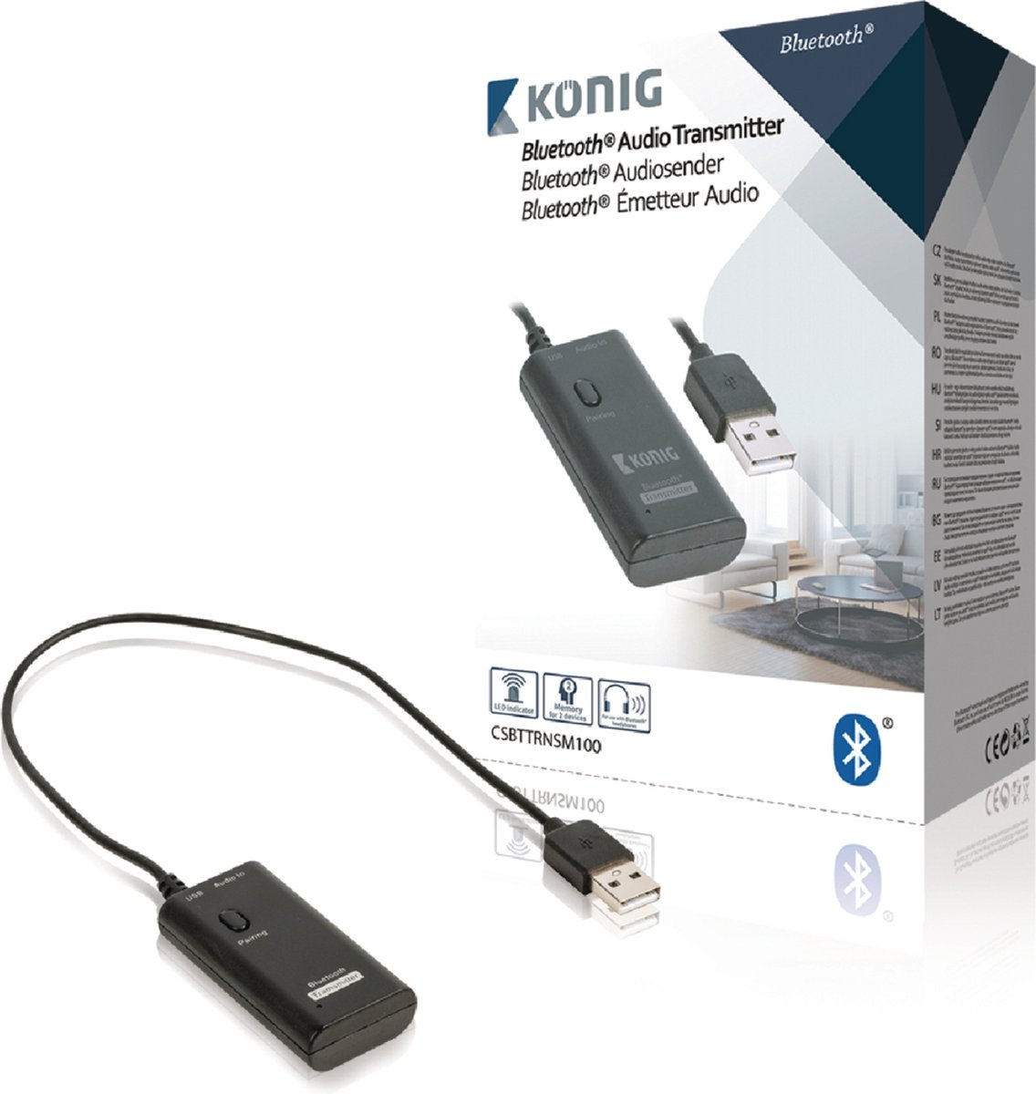 König Csbttrnsm100 Audiozender met Bluetooth Wireless Technology voor  Hoofdtelefoon | bol.com