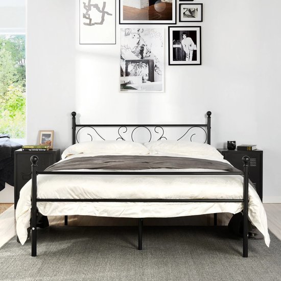 VASAGLE Lit Double, Cadre de Lit, Convient pour Un Matelas VASAGLE Lit Double, Cadre de Lit, Convient pour Un Matelas