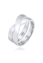 KUZZOI Meisjes Ring Heren Bandring Gekruist Robuust Massief in 925 Sterling Zilver Verguld