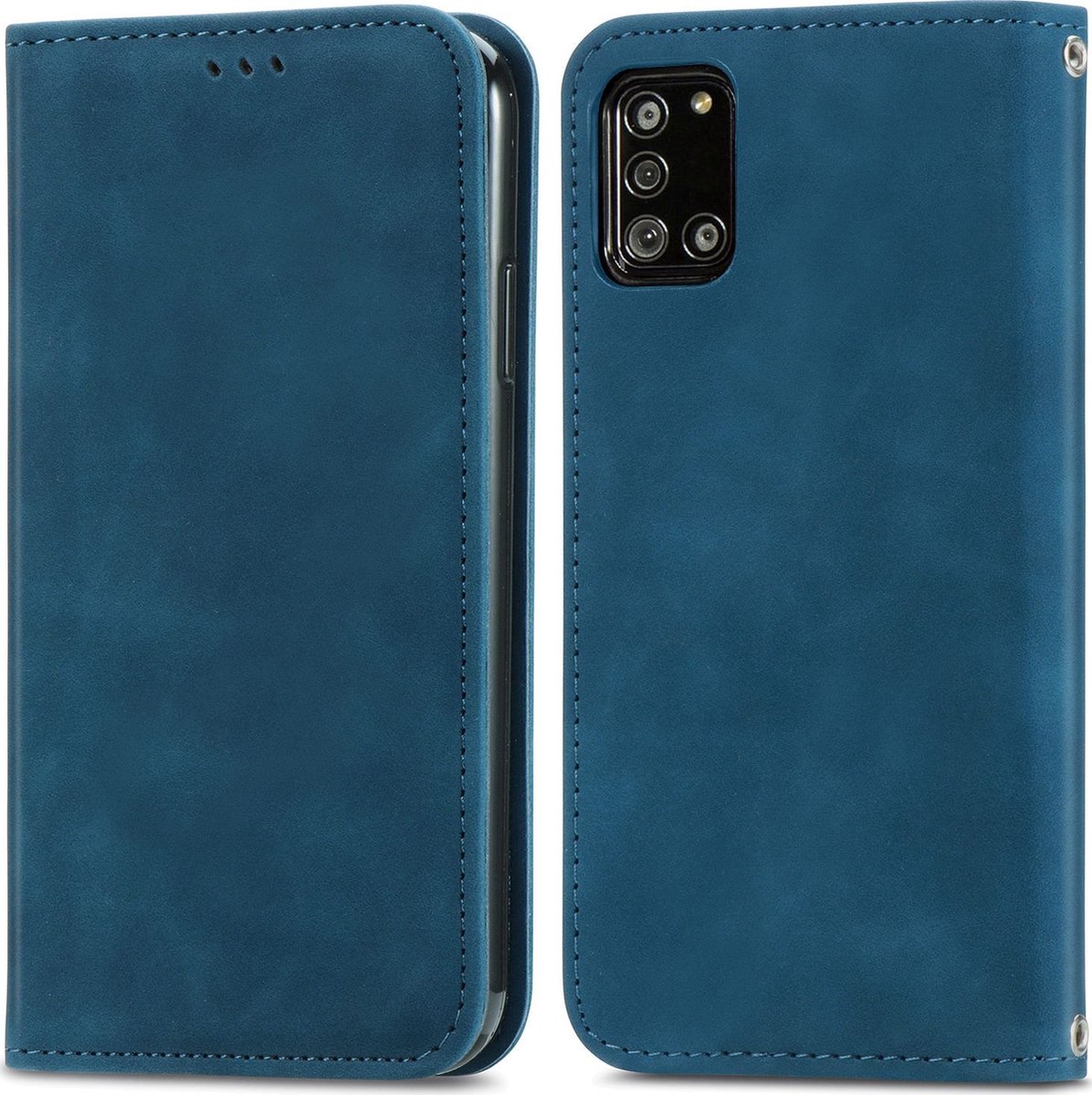 Mobigear Telefoonhoesje geschikt voor Samsung Galaxy A32 5G Hoesje | Mobigear Retro Slim Bookcase | Pasjeshouder voor 2 Pasjes | Telefoonhoesje voor Pinpas / OV Kaart / Rijbewijs - Blauw