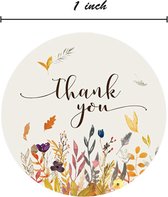 Thank You stickers 50 stuks! - Flower - Bloemen - Sluitstickers - Sluitzegel - Sieraden - Small Business - Envelopsticker - Traktatie zakje - Cadeau - Cadeauzakje - Kado - Chique inpakken - Feest - Bruiloft - BabyShower - Verjaardag - Bedankt
