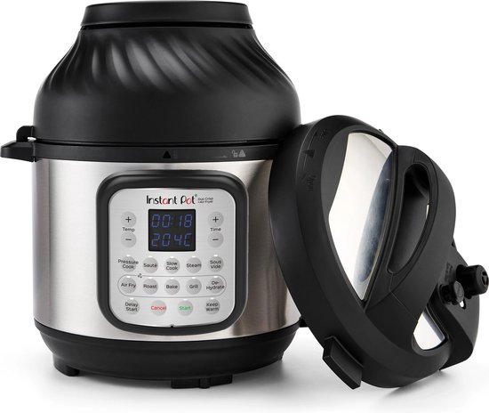 Instant Pot Duo Crisp 7,6L multicooker met airfryer - Snelkoken, sauteren, stomen, slow cook, sous vide, warmhouden, air fry, roosteren, bakken, braden en dehydrateren.