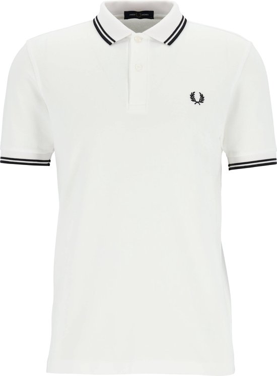 Fred Perry M3600 polo twin tipped shirt - heren polo - White / Black / Black - Maat: XXL