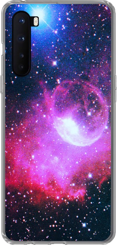 OnePlus Nord - Univers - Planètes - Rose - Garçons - Filles - Enfants - Coque de téléphone en Siliconen