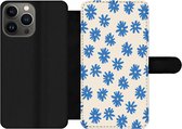 iPhone 13 pro Wallet Case bookcase phone case - Bloem - Motif - Minimalisme - Avec poches - Étui portefeuille avec fermeture magnétique