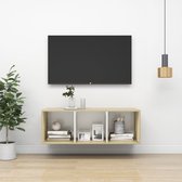 Tv-wandmeubel 37x37x107 cm spaanplaat sonoma eikenkleurig wit