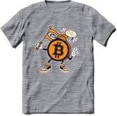 BTC Mascot - Crypto T-Shirt Kleding Cadeau | Dames / Heren / Unisex | Bitcoin / Ethereum shirt | Grappig Verjaardag kado | BTC Tshirt Met Print | - Donker Grijs - Gemaleerd - 3XL