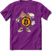 BTC Mascot - Crypto T-Shirt Kleding Cadeau | Dames / Heren / Unisex | Bitcoin / Ethereum shirt | Grappig Verjaardag kado | BTC Tshirt Met Print | - Paars - XL