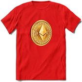 Ethereum Coin - Crypto T-Shirt Kleding Cadeau | Dames / Heren / Unisex | Bitcoin / Ethereum shirt | Grappig Verjaardag kado | BTC Tshirt Met Print | - Rood - XXL