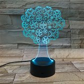 3D Led Lamp Met Gravering - RGB 7 Kleuren - Liefde Boom