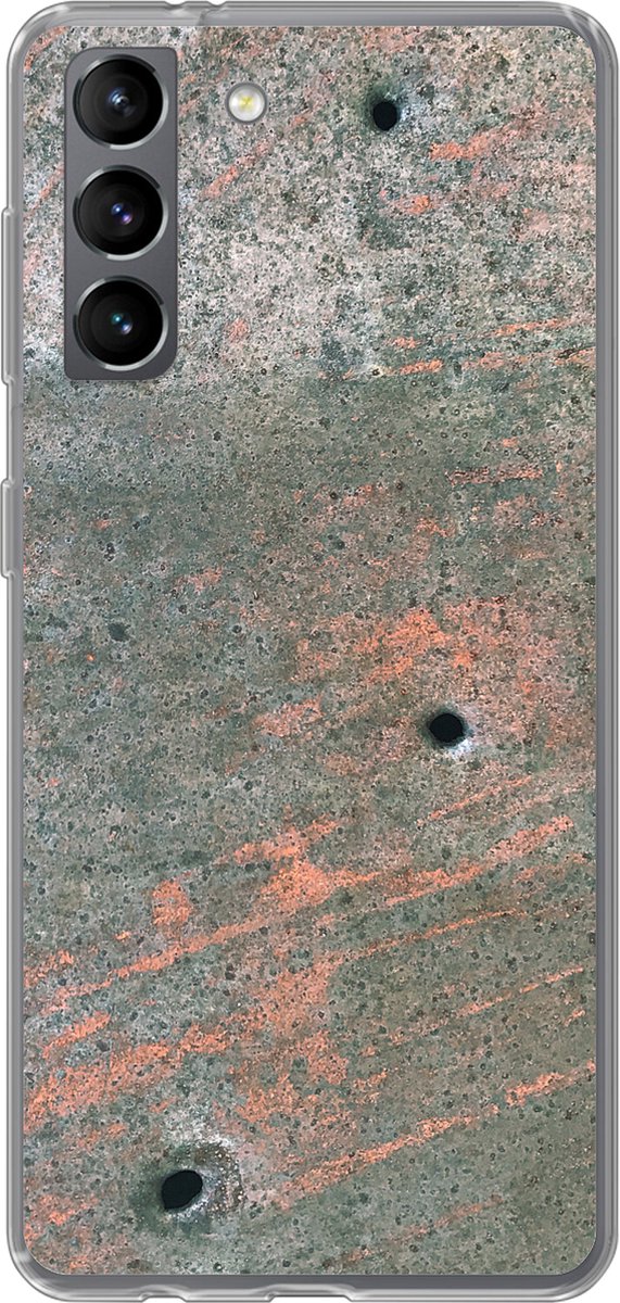 Telefoonhoesje Geschikt voor Samsung Galaxy S21 hoesje - Messing - Roest print - Verweerd - Siliconen Telefoonhoesje Telefoonhoesje