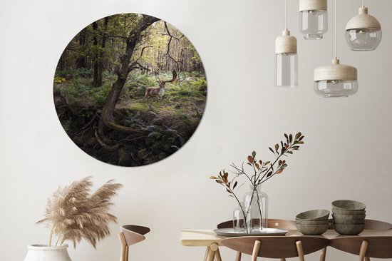 Cercle mural - Stickers muraux - Cercle de papier peint - Animaux de la forêt - Cerf - Soleil - Ø 120 cm - Cercle mural - Autocollant - Sticker mural rond XXL