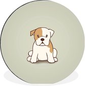 WallCircle - Wandcirkel - Muurcirkel - Een illustratie van een puppy van een buldog - Aluminium - Dibond - ⌀ 60 cm - Binnen en Buiten