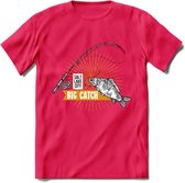 Big Catch - Vissen T-Shirt | Grappig Verjaardag Vis Hobby Cadeau Shirt | Dames - Heren - Unisex | Tshirt Hengelsport Kleding Kado - Roze - XXL