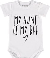 Baby Rompertje met tekst 'Aunt is my BFF' |Korte mouw l | wit zwart | maat 50/56 | cadeau | Kraamcadeau | Kraamkado