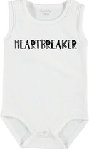 Baby Rompertje met tekst 'Heartbreaker' | mouwloos l | wit zwart | maat 50/56 | cadeau | Kraamcadeau | Kraamkado