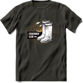 Fishing Boots - Vissen T-Shirt | Grappig Verjaardag Vis Hobby Cadeau Shirt | Dames - Heren - Unisex | Tshirt Hengelsport Kleding Kado - Donker Grijs - S