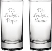 Gegraveerde longdrinkglas 28,5cl De Leukste Mama-De Leukste Papa
