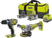 RYOBI One + Duo Brushless boorhamer + accu 125mm slijper 18V - R18CK2BL-252S - 2 en 5 Ah accu's - opbergtas