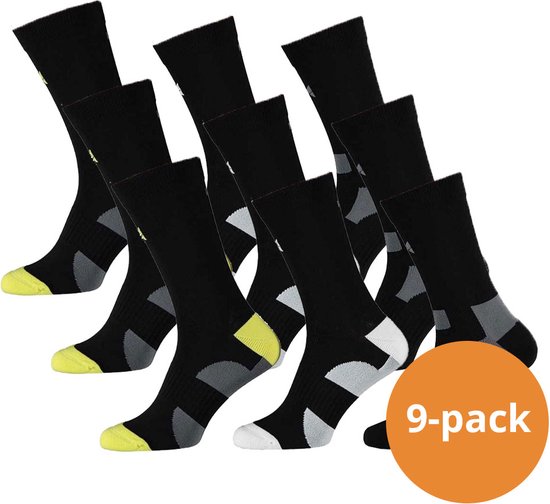 Xtreme Sockswear Fietssokken Crew - 9 paar Zwarte fiets sokken - Hoog model - Maat 35/38