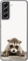 Geschikt voor Samsung Galaxy S21 FE hoesje - Wasbeer - Dieren - Kinderen - Jongens - Meisjes - Siliconen Telefoonhoesje
